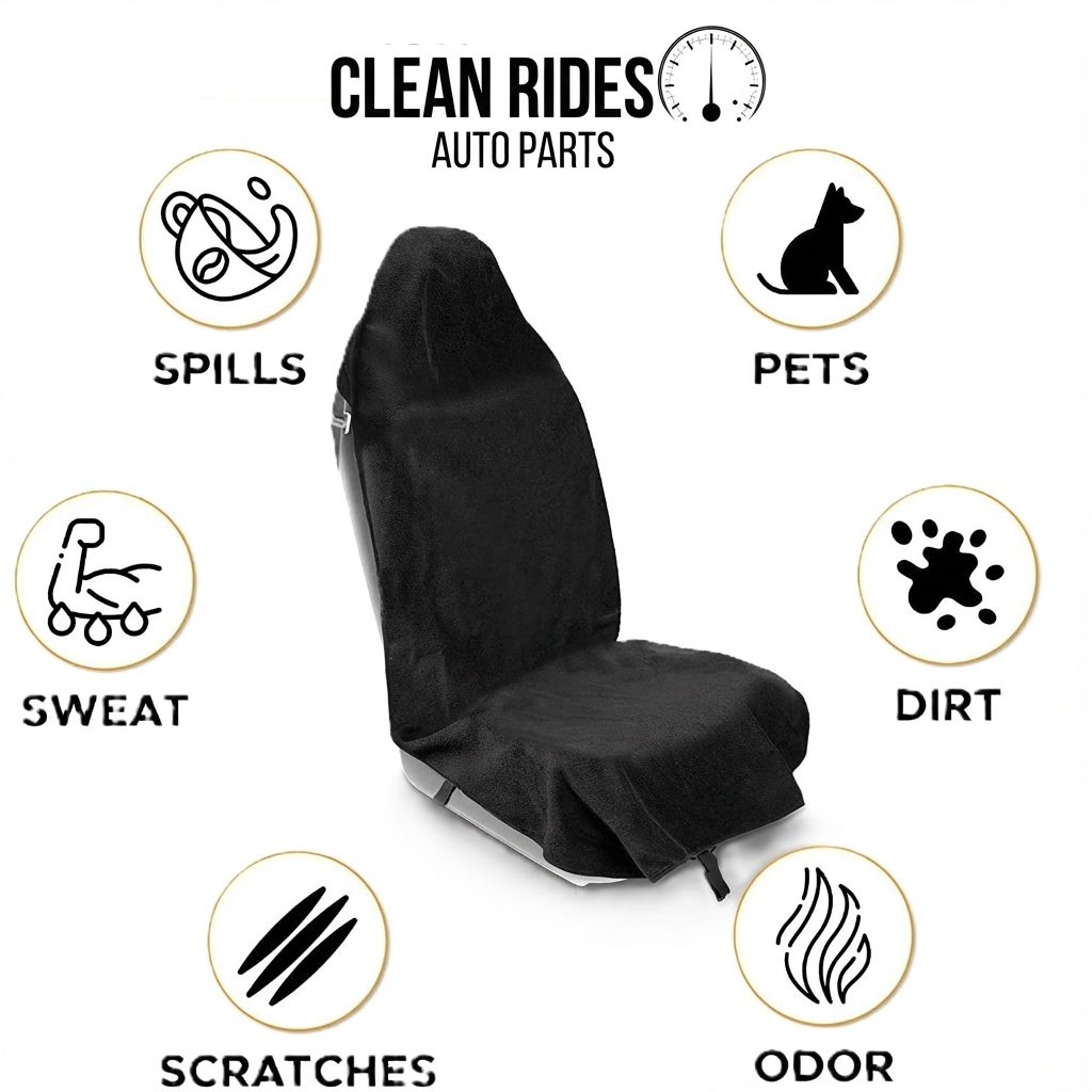 clean rides auto parts car seat cover protect against pet hair, dirt, sweat.
